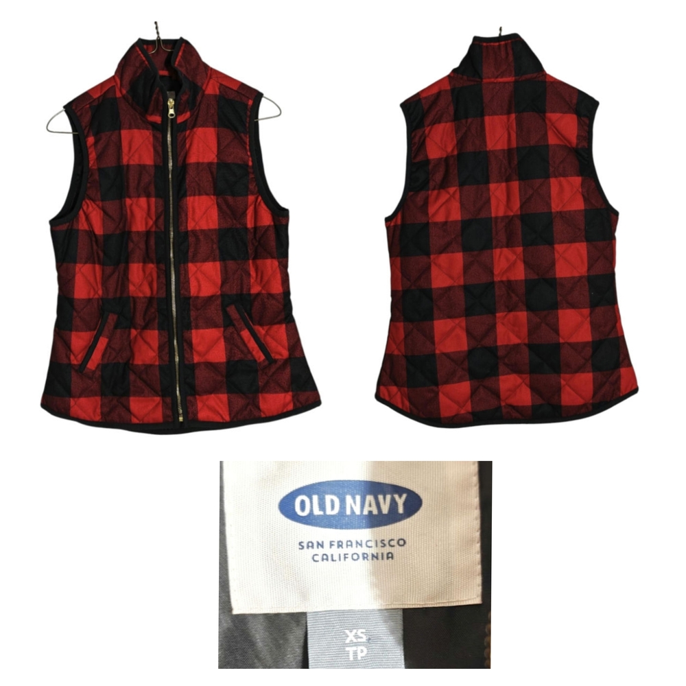 Old Navy Red and Black Plaid Vest